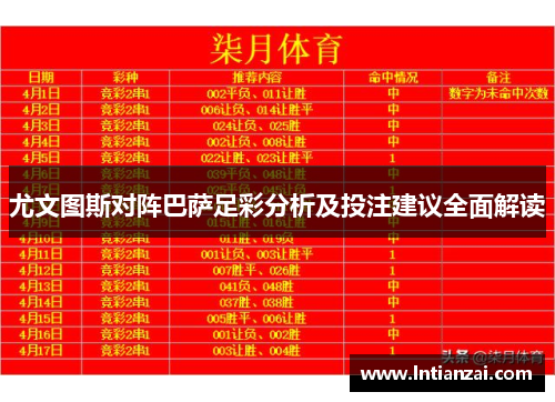 尤文图斯对阵巴萨足彩分析及投注建议全面解读